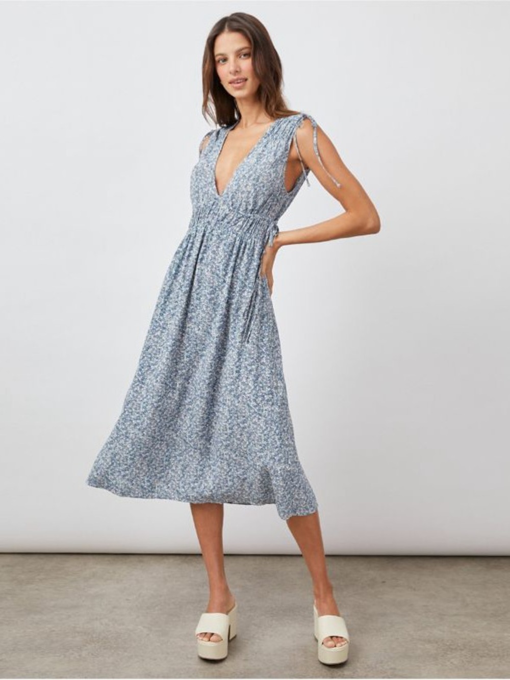 Rails Blue Floral Sleeveless V-Neck Dress